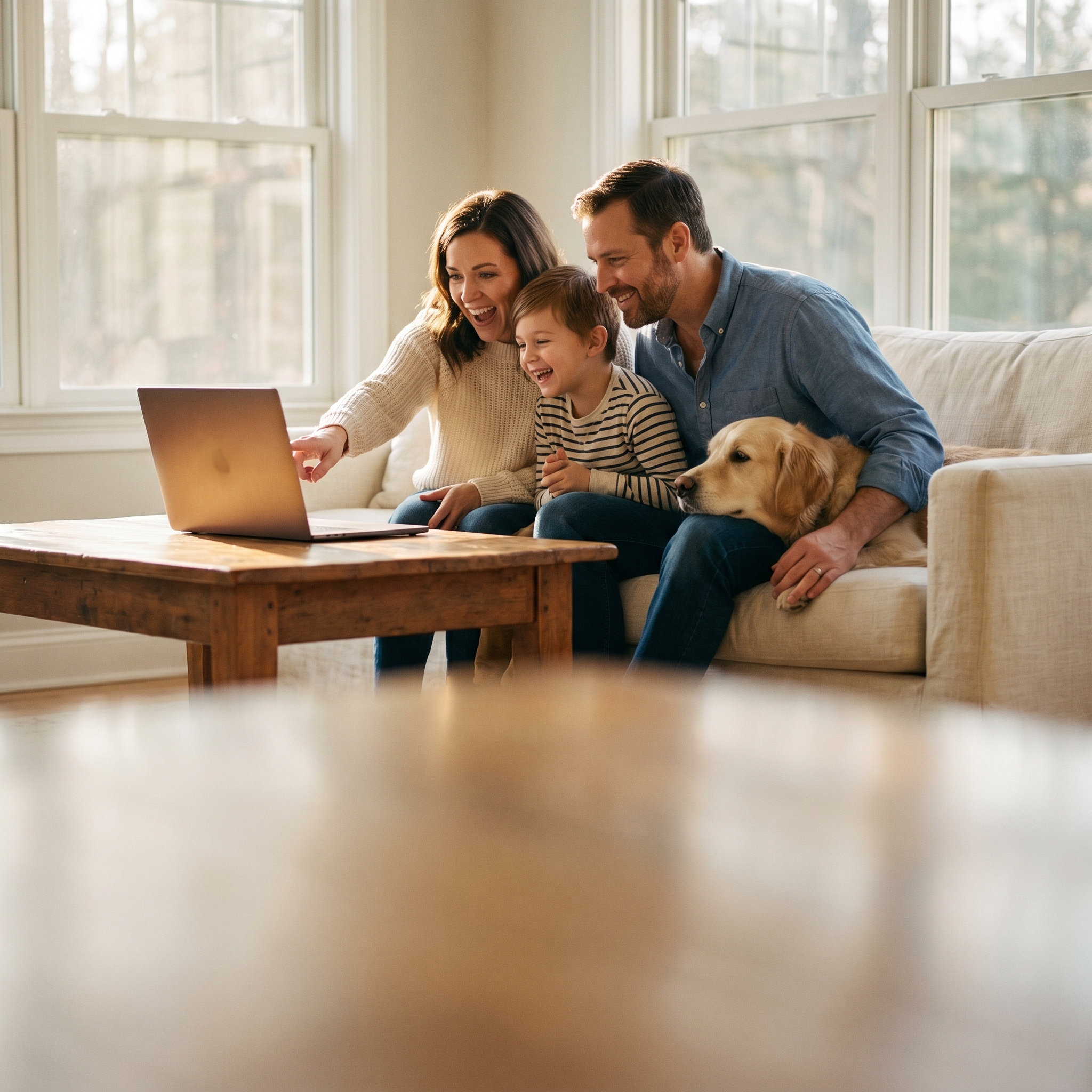 Family buying a home, homes for sale