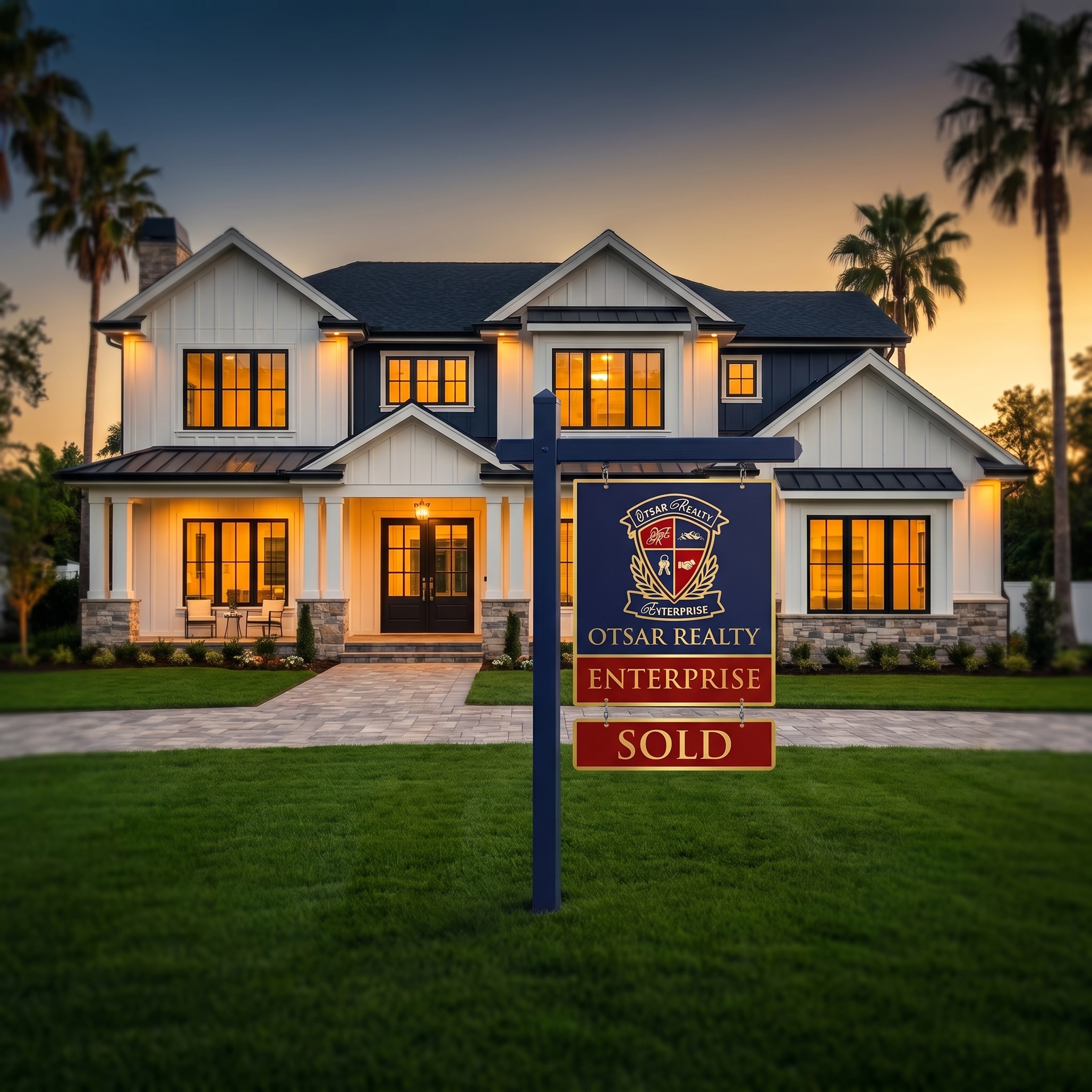 Home sold sign, selling real estate